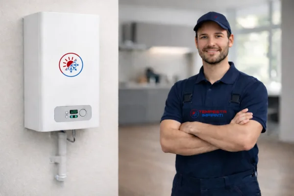 Tecnico Tempesta Impianti controlla la pressione bassa di una caldaia a Roma