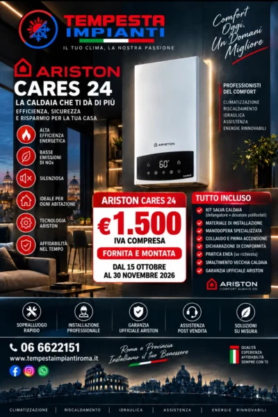 Offerta Caldaia Ariston CARES S 24 a Condensazione Camera Stagna Classe A